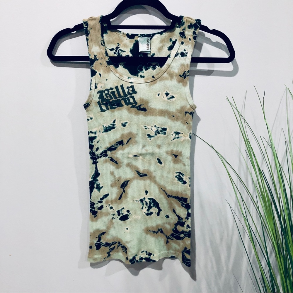 Billabong green tank top M tie dye acid